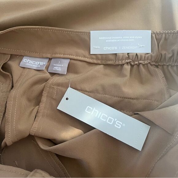 Chicos Tan Zenergy Zip Front Cropped Lightweight Pants - Picture 11 of 12